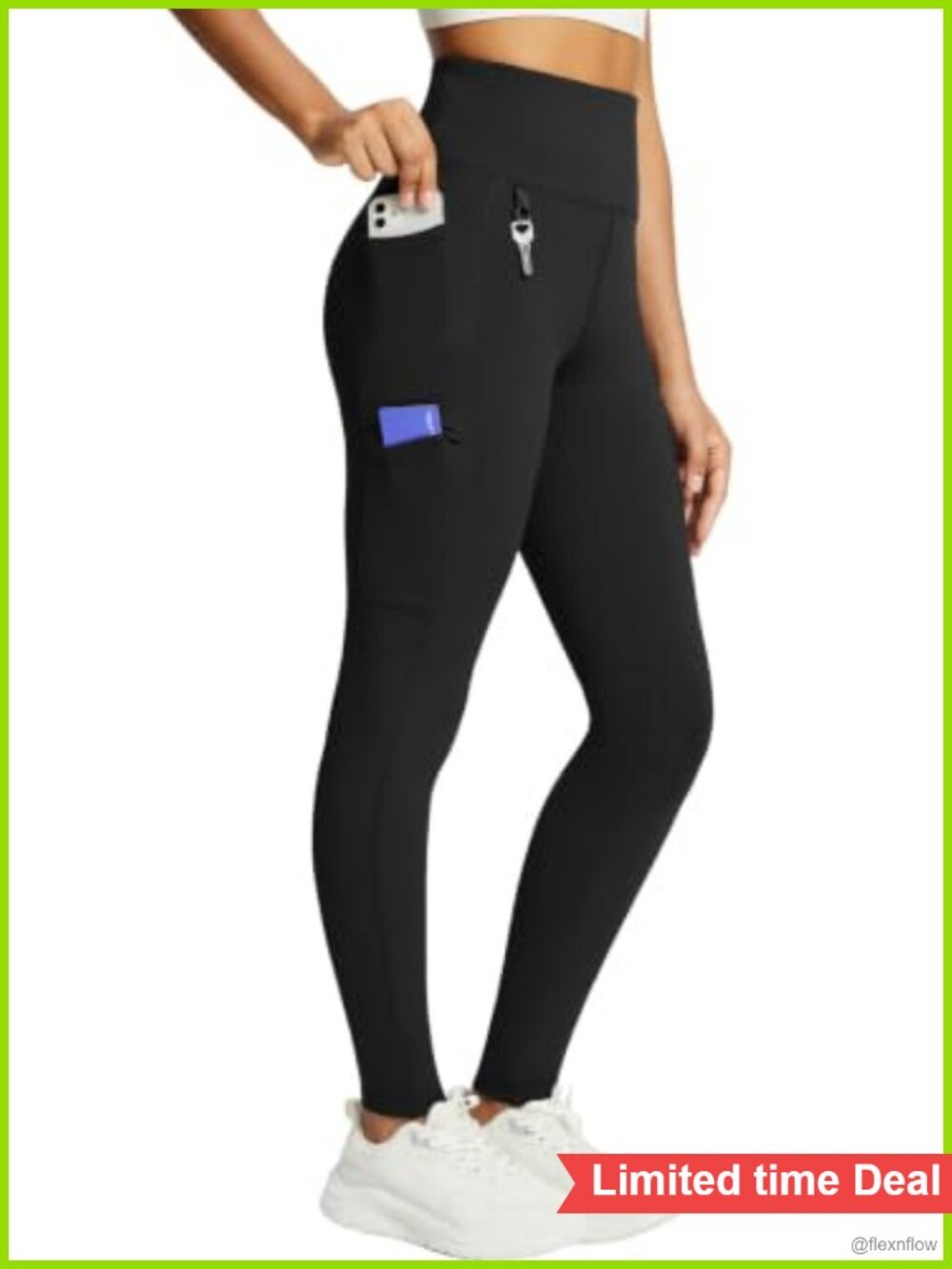 Women's Fleece Lined Thermal Leggings with 4 Pockets for Hiking, Winter Yoga